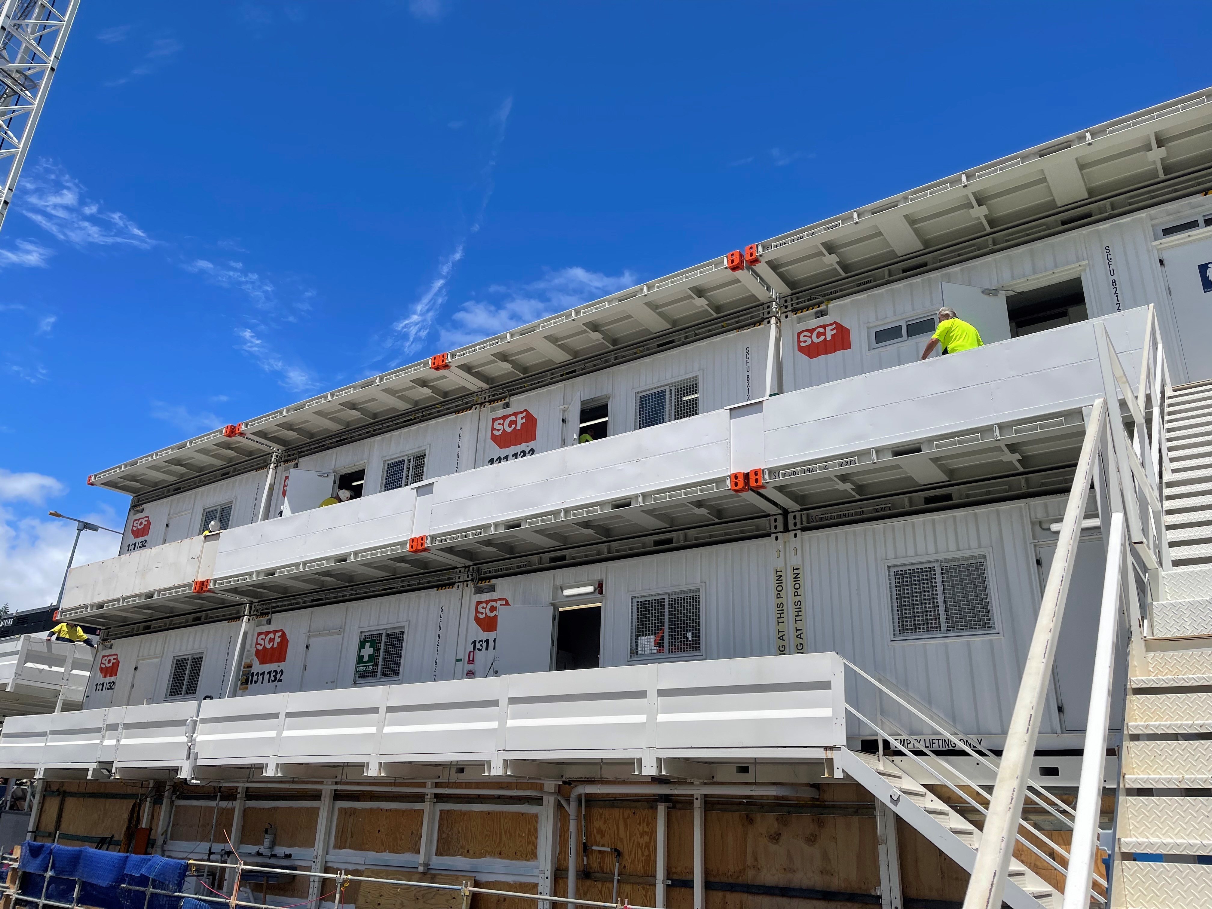 Added handrails and stairs to Site Sheds provide safe access to workers.