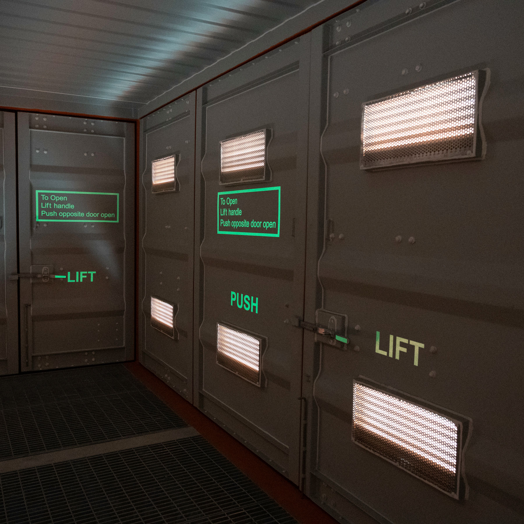 Ventilation as seen from the inside of an SCF Dangerous Goods container