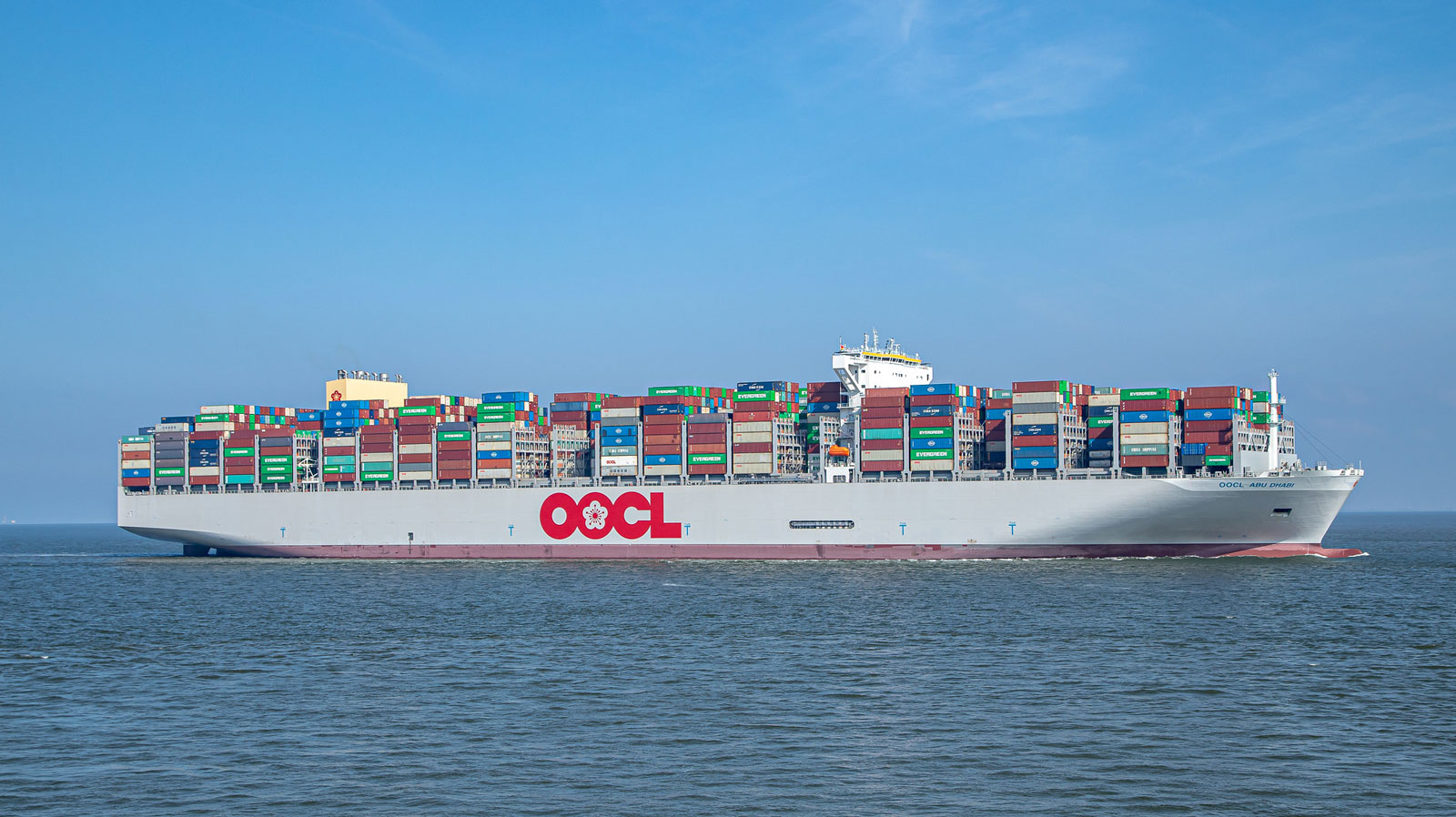 OOCL Abu Dhabi on the open water