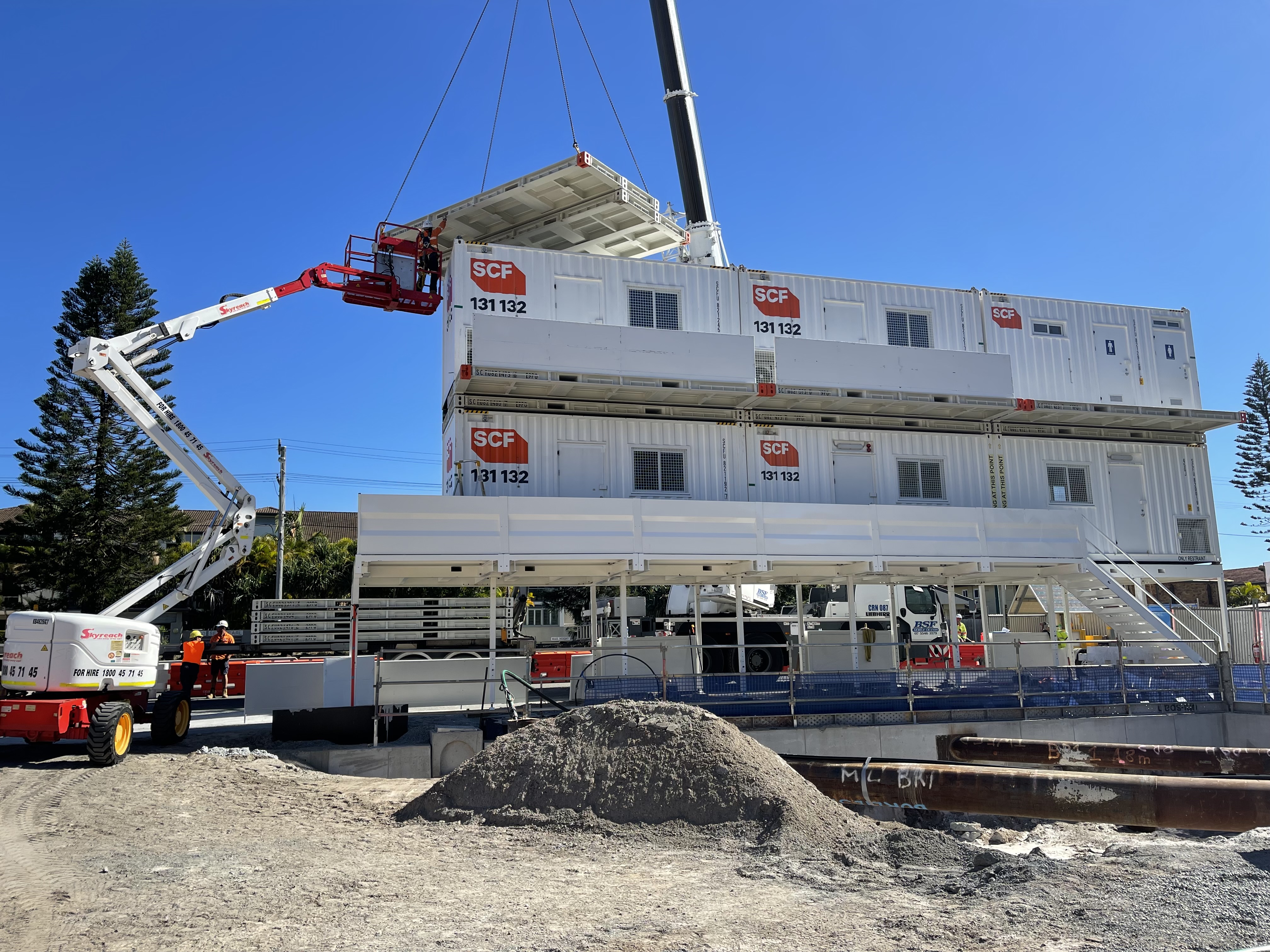 Stage 1 of project Sandbar install including a Site Office, Ablution Block, Lunch Room and First Aid Room.