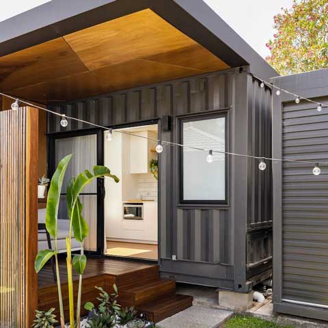 Custom container granny flat entrance. Source: AirBnB, Queensland, Australia