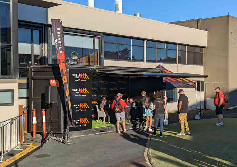 TripleM broadcast box at the inaugural LIV Golf