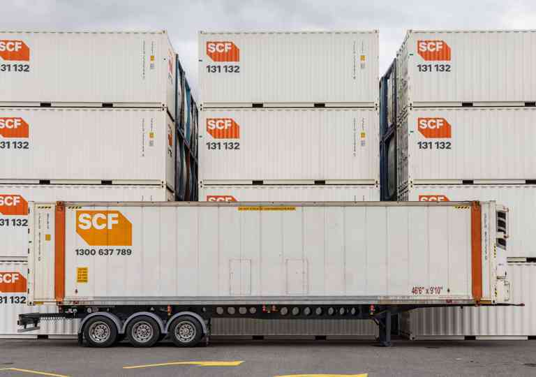 An SCF 46ft Refrigerated Container on an SCF Skel